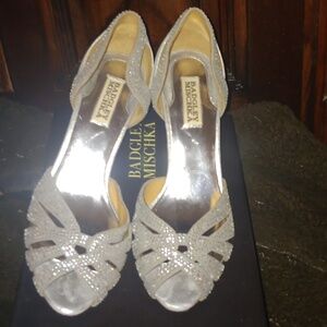 Badgley Mischka - Tatiana Silver Heels Wedding Shoes Womens Ladies 8.5 M 8 1/2